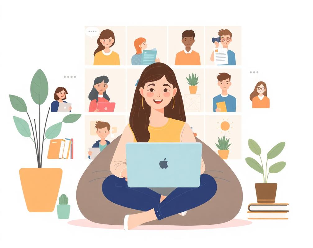 Student collaborating with classmates in a live study room